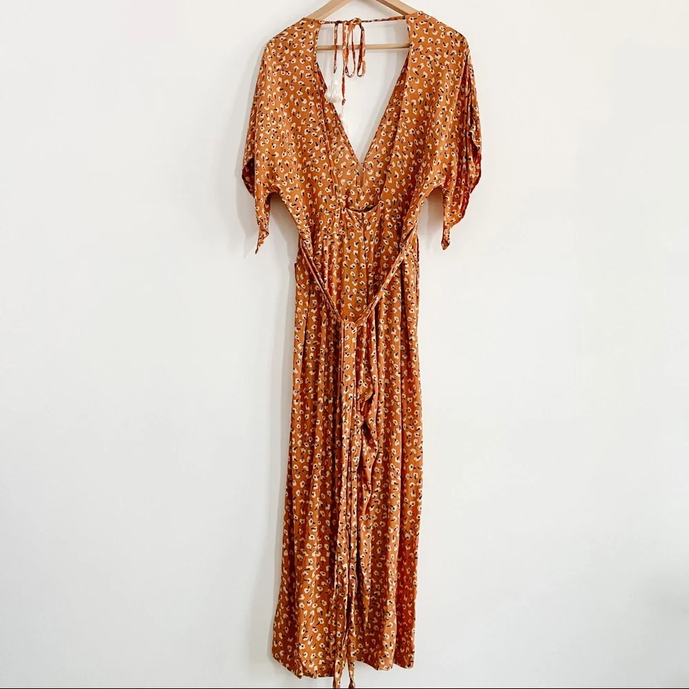 Faithfull The Brand Cedric Jumpsuit Vintage Bloom Peach Floral Women’s Large 8 - Picture 12 of 17